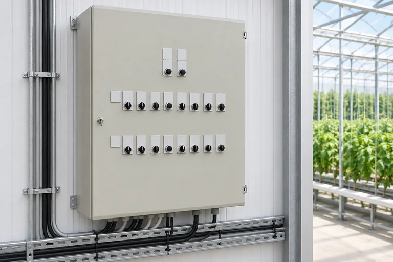Greenhouse electrical cabinets and orderly field cabling